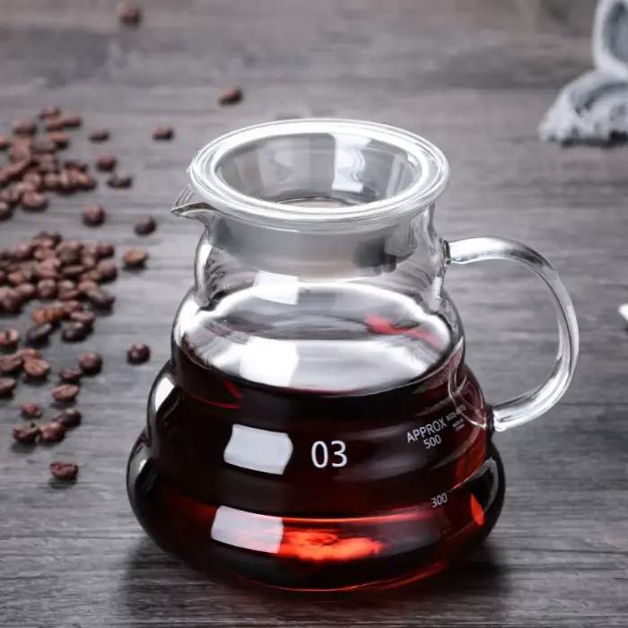 Cafetiere a degres de chaleur bouilloire en verre transparent pot de partage avec legumes pour cafe accessoires pour machine a expresso 600ml verre a haute resistance borosilicate