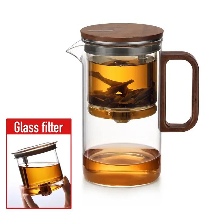 Bonston élégant tasse isolation séparation bulle théière en verre résistant à la chaleur simple filtre