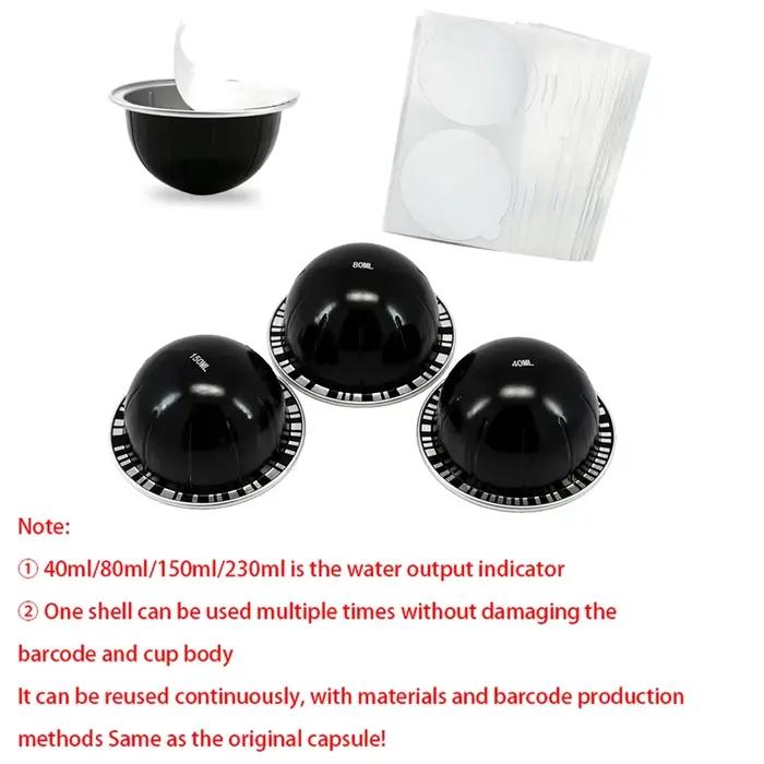 Capsules de café réutilisables en aluminium compatibles avec la machine Nespresso Vertuo - Coques de dosettes