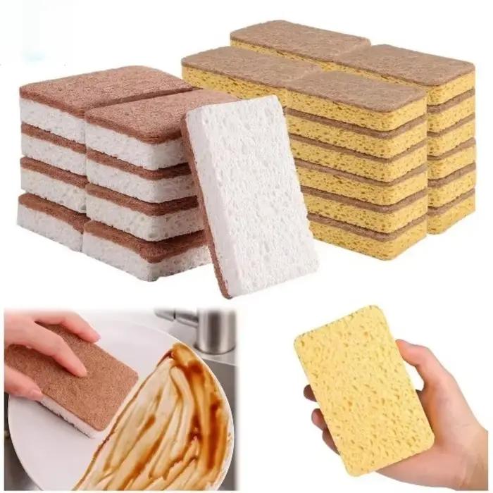 Éponge à récurer biodégradable et compostable en cellulose et en noix de coco - 6 pièces de vaisselle écologiques