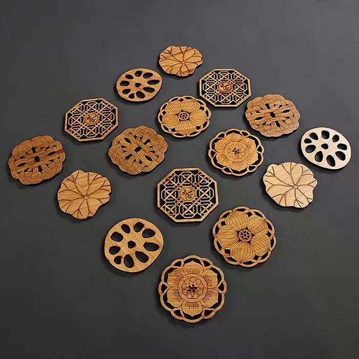 Sous-verres en forme de fleur de lotus en coton et polyester pour protéger les surfaces de tasses de thé, café et boissons décoratives pour la maison et la cuisine