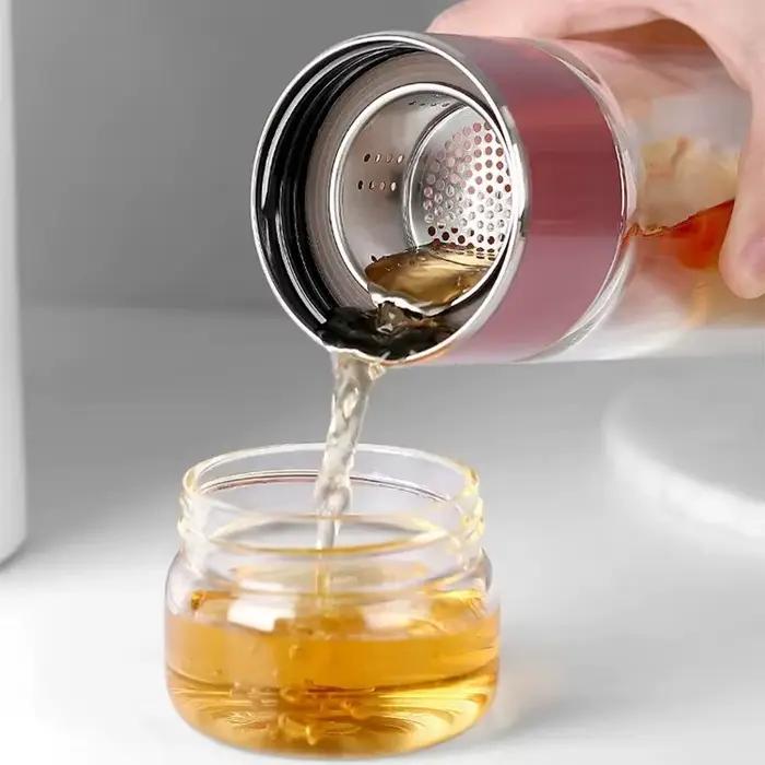 Bouteille d'eau à thé en verre borosilicaté à haute teneur