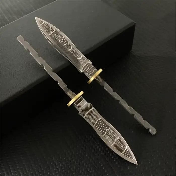 Couteau à aiguille à thé à motif en acier damas Semi-fini