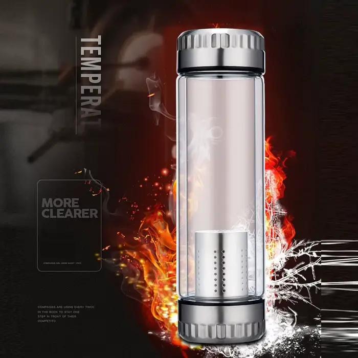 Bouteille de thé en verre double paroi avec filtre, gobelet filtrant, bouteille d'eau portable pour femmes, idéale pour usage intérieur et extérieur, pauses thé et occasions spéciales