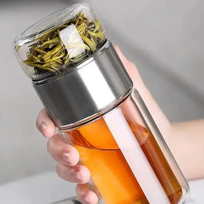 Bouteille d'eau à thé en verre borosilicaté à haute teneur