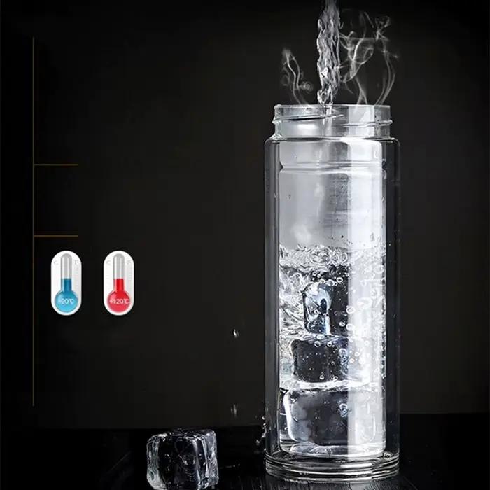 Bouteille de thé en verre double paroi avec filtre, gobelet filtrant, bouteille d'eau portable pour femmes, idéale pour usage intérieur et extérieur, pauses thé et occasions spéciales
