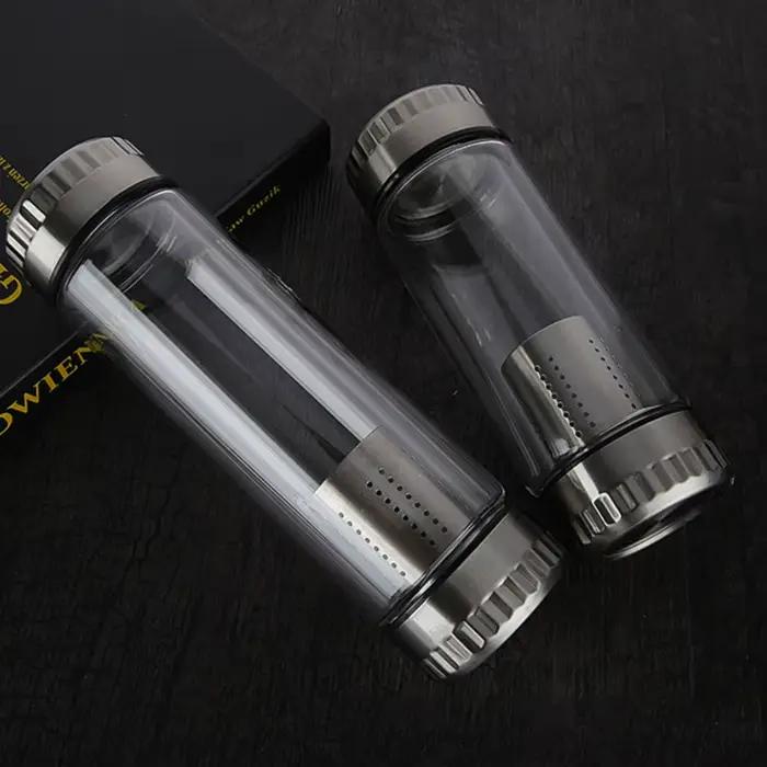 Bouteille de thé en verre double paroi avec filtre, gobelet filtrant, bouteille d'eau portable pour femmes, idéale pour usage intérieur et extérieur, pauses thé et occasions spéciales