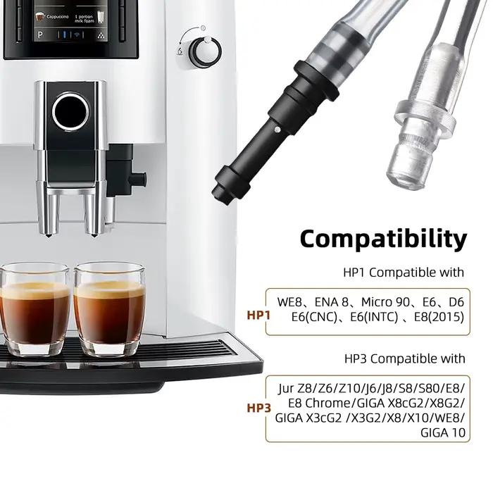 Tuyau de lait pour machines à café Jura avec connecteurs de mousseur et brosse de tuyau pour une préparation de café élégante et fluide chez soi