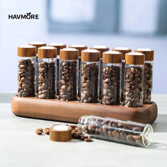Conteneurs de stockage de grains de café en verre scellé avec valve d'arôme à dose unique pour une préservation optimale et un design moderne à offrir pour occasions spéciales