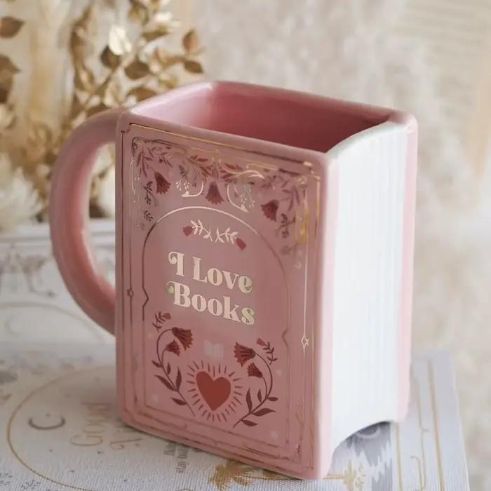 Tasse à café en céramique en forme de livre avec poignée