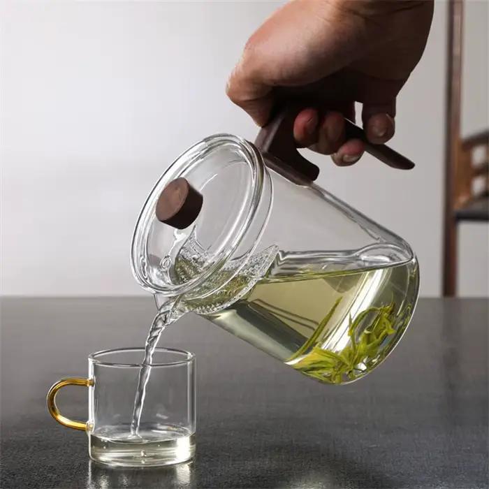 Théière en verre de thé vert résistant à la chaleur avec croissant