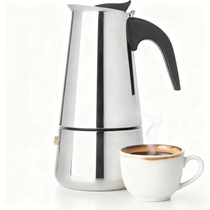 Cafetiere portable en acier inoxydable beige pour expresso latte creation personnalisee usage quotidien et cadeaux speciaux