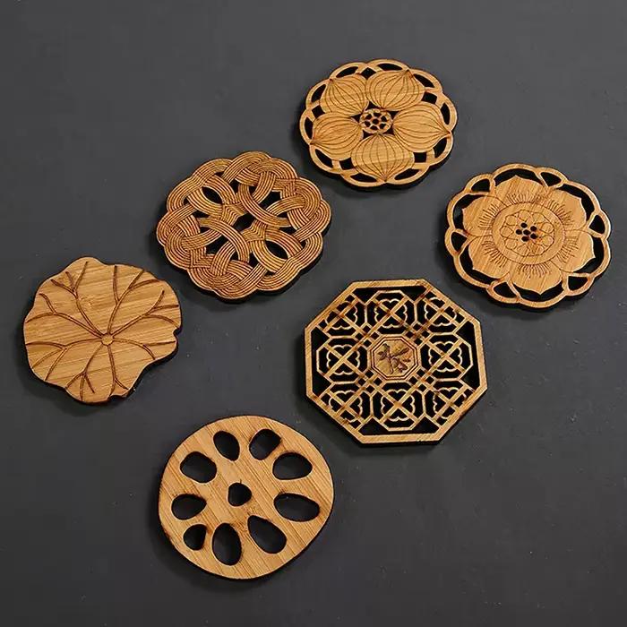 Sous-verres en forme de fleur de lotus en coton et polyester pour protéger les surfaces de tasses de thé, café et boissons décoratives pour la maison et la cuisine