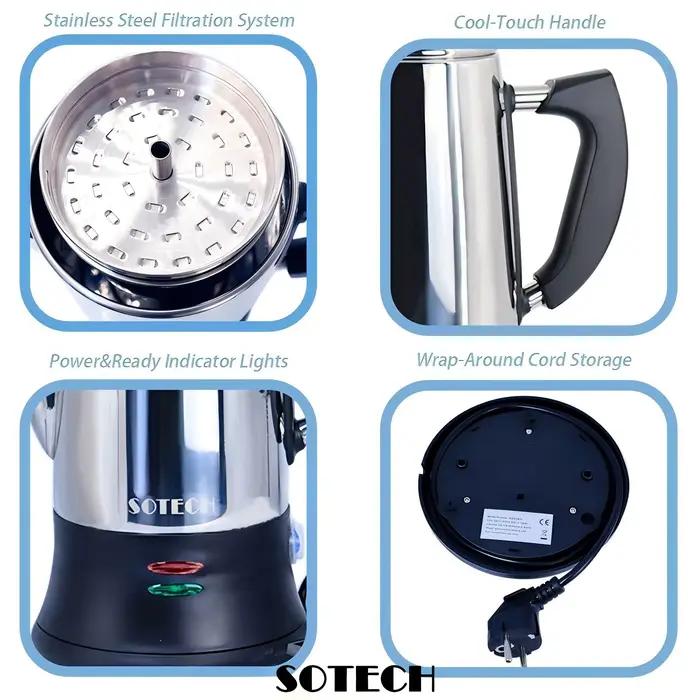 Cafetière électrique, percolateur en acier inoxydable