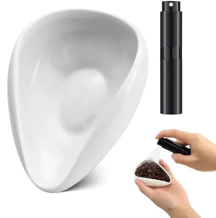 Ensemble de tasses et cuillères doseuses de grains de café, kit de plateau doseur en céramique pour café ou thé, accessoires pour expresso en céramique couleur douce pour matin paisible et rassemblement familial