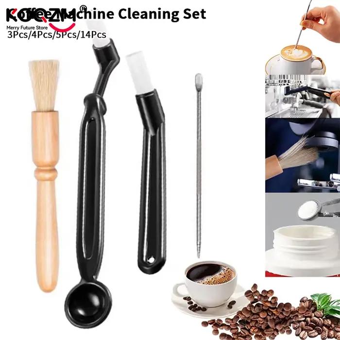 Ensemble de brosses de nettoyage pour machine à café en bois et acier inoxydable pour nettoyer et préserver la qualité du café occasions spéciales