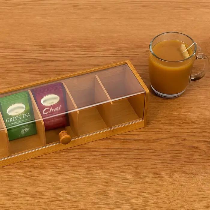 Organisateur de rangement pour sachets de thé à 5 compartiments