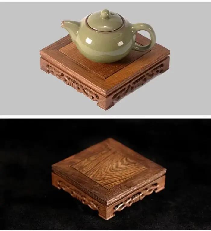 Plateau à thé rétro en bois massif rouge et prune pour décoration et service de thé occasions spéciales