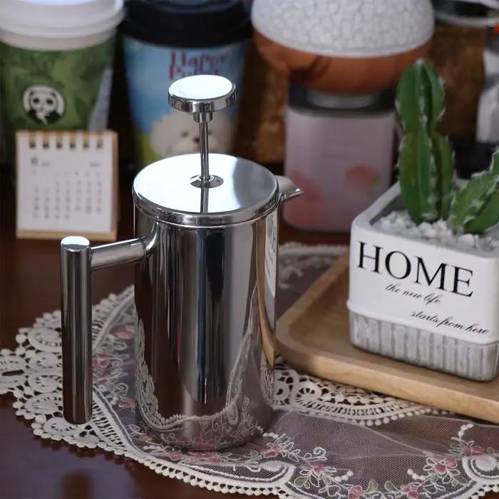 Cafetière à piston française 350 ml en acier inoxydable à double paroi