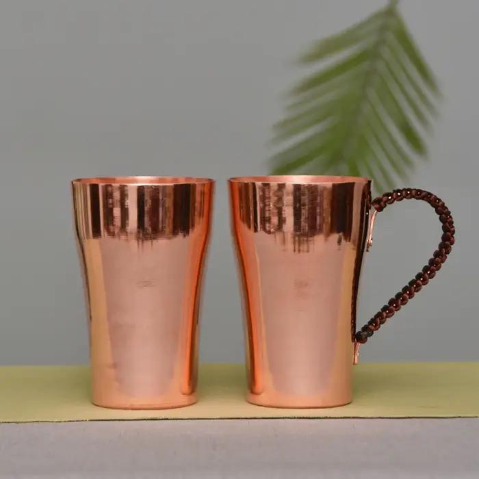 Tasse en cuivre pur 400ml artisanale pour café thé cocktails design élégant maison bureau cadeau occasions spéciales