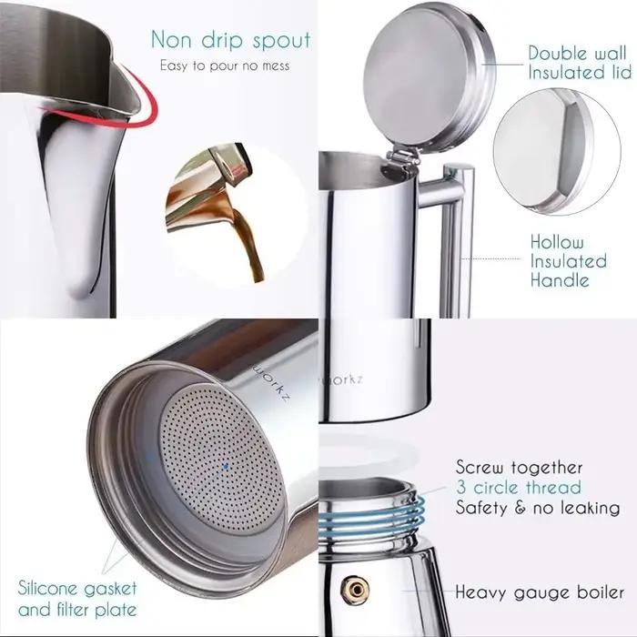Easyworkz Diego – cafetière expresso italienne en acier inoxydable