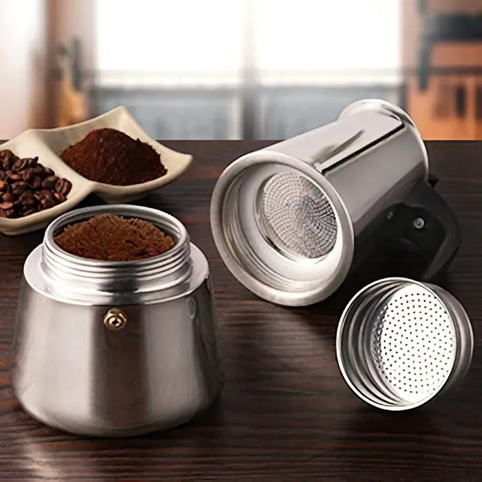 Moka Pot en acier inoxydable pour 9 tasses de café expresso, idéal pour grandes familles, groupes d'amis, occasions spéciales et cadeaux d'affaires