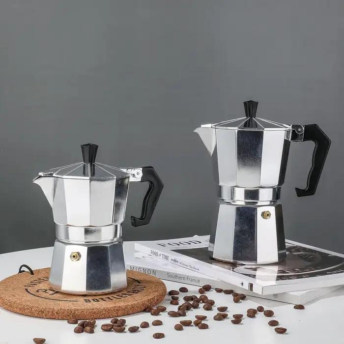 Moka Pot en Aluminium Italien Octogonale Machine à Expresso Taille 50ml 100ml 150ml 300ml 450ml 600ml Pour Amateurs de Café Occasions Familiales