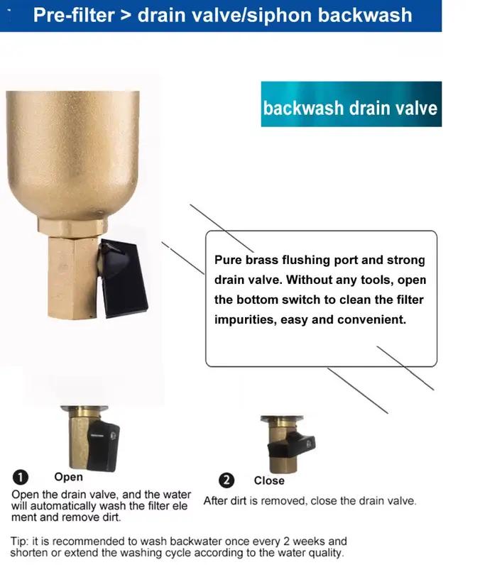 Siphon à dépense pré-filtre filtre à eau chaude système de purificateur en laiton entier
