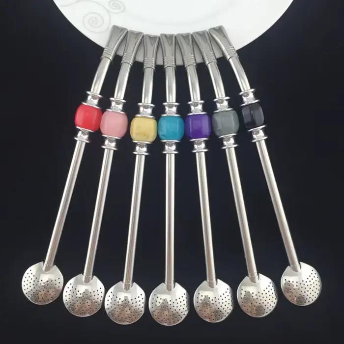 Cuillère à paille à boire en acier inoxydable