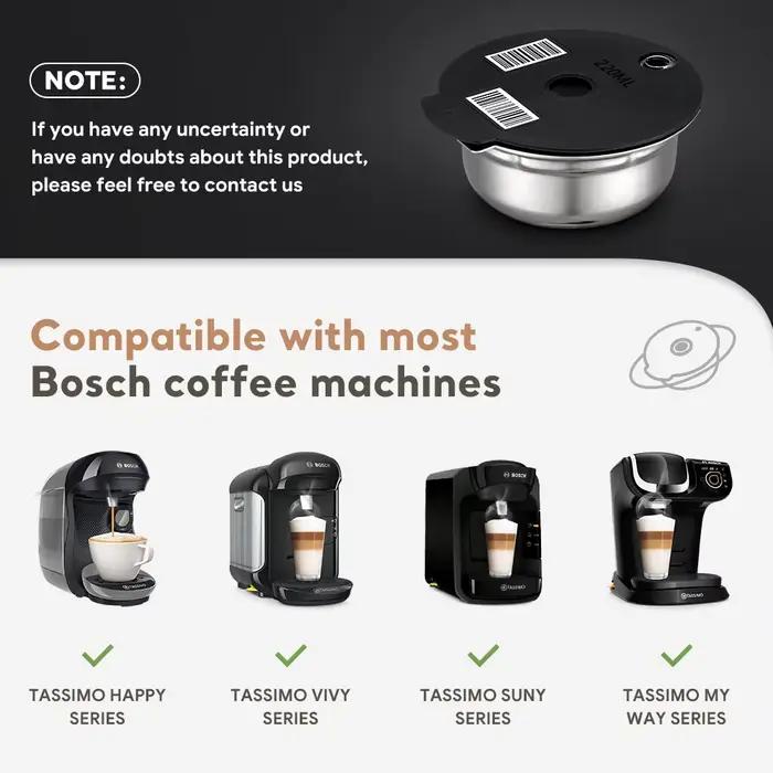 Filtres à café rechargeables i Cafilas en acier inoxydable avec couvercle en silicone pour Bosch Tassimo SUNY HAPPY VIVY occasions quotidiennes et spéciales