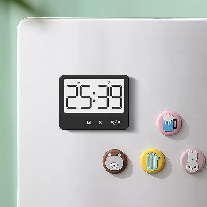 Minuterie Numérique Magnétique Muet avec Ecran LCD pour Cuisine et Études Occasions Spéciales Plastique Noir ou Vert Fonction Rappel d'Heure