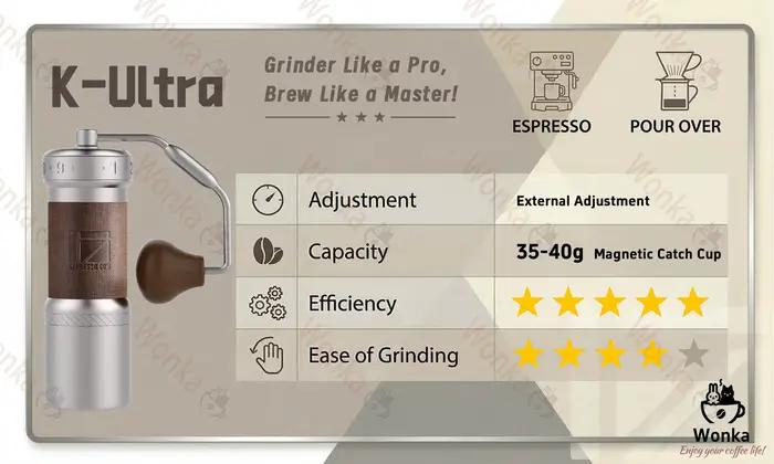 NOUVEAU 2026 – Moulin à café portable 1zpresso K ultra noir intense