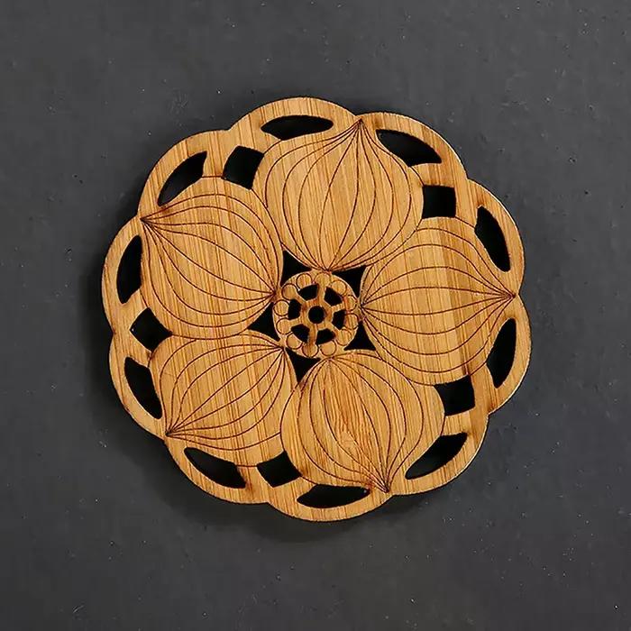 Sous-verres en forme de fleur de lotus en coton et polyester pour protéger les surfaces de tasses de thé, café et boissons décoratives pour la maison et la cuisine