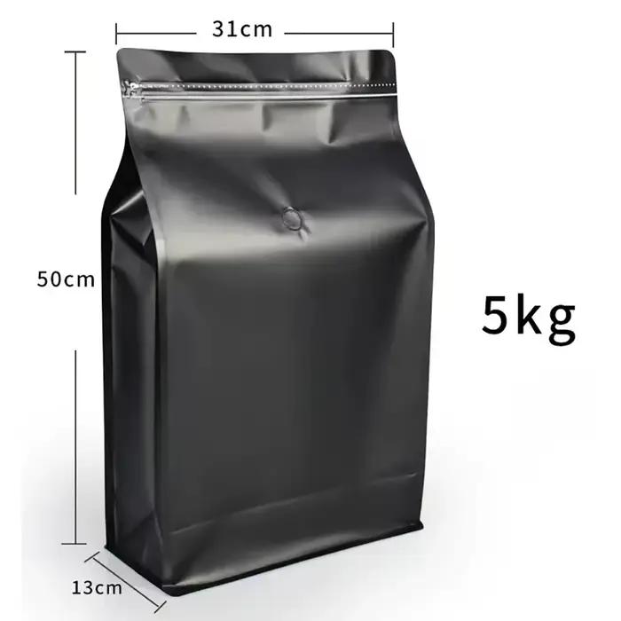 Emballage en aluminium de poudre de grain de café à fermeture éclair refermable de 5kg avec Valve