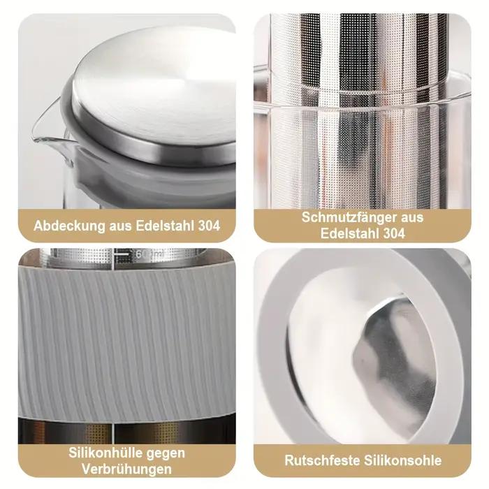 Carafe à café froid avec filtre en acier inoxydable pour thé glacé et café glacé, capacité 800ml, résistante aux variations de température, étanche et facile à nettoyer
