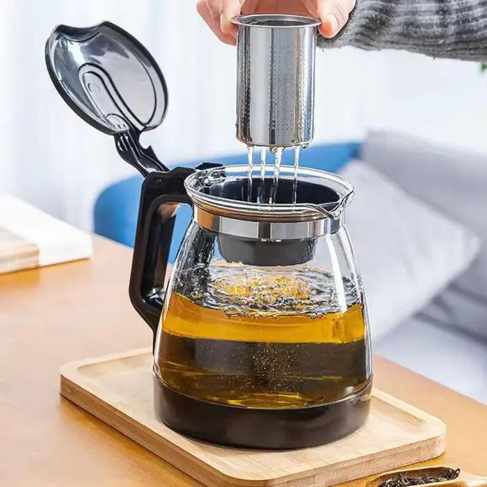 Théière en verre résistante à la chaleur grande capacité avec panier filtrant pour thé Pu-erh Kung Fu chinois occassions spéciales décoration intérieure