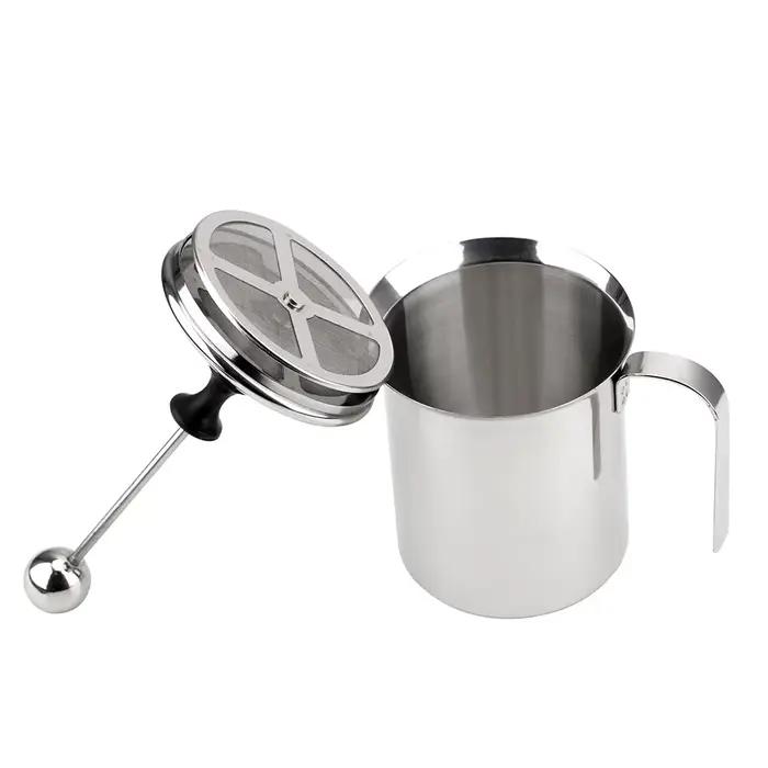 Mousseur à lait manuel 400/800ml acier inoxydable double maille pour café et chocolat chaud à domicile et occasions spéciales