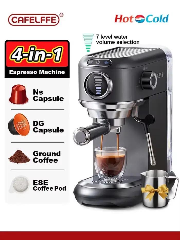 Machine à café Cafelffe 4 en 1 espresso maker compatible Dolce Gusto Nes capsules café moulu pour occasions spéciales cadeau amoureux papa maman