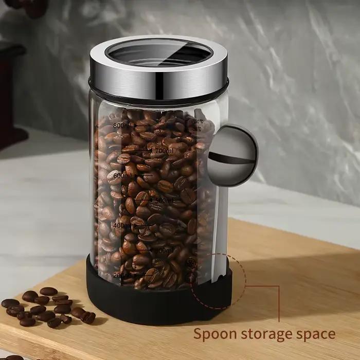 Pot scellé en verre pour grains de café et thé, récipient de conservation de fraîcheur, pot de stockage de café en poudre, pot à thé, design moderne pour cuisine