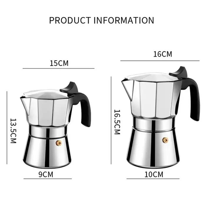 JUSTINLAU 150/300ML Cafetière italienne en acier inoxydable