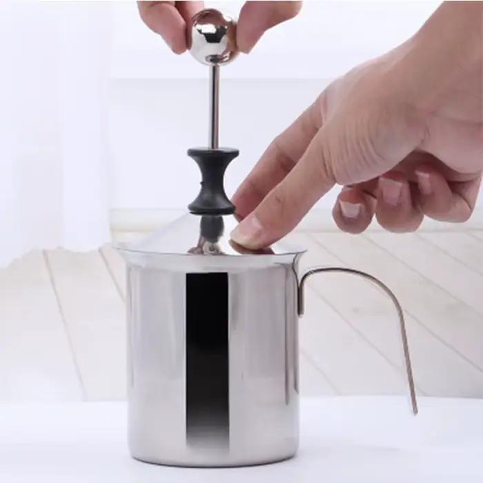 Mousseur à lait manuel 400 ml en acier inoxydable pour cappuccino