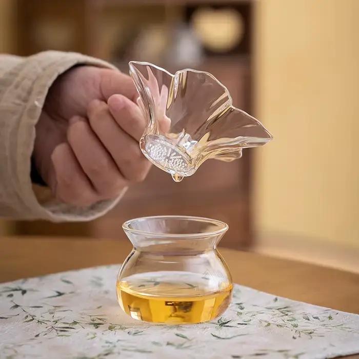 Ustensiles à thé Kung Fu - Tasse à thé en verre avec infuseur à fleurs