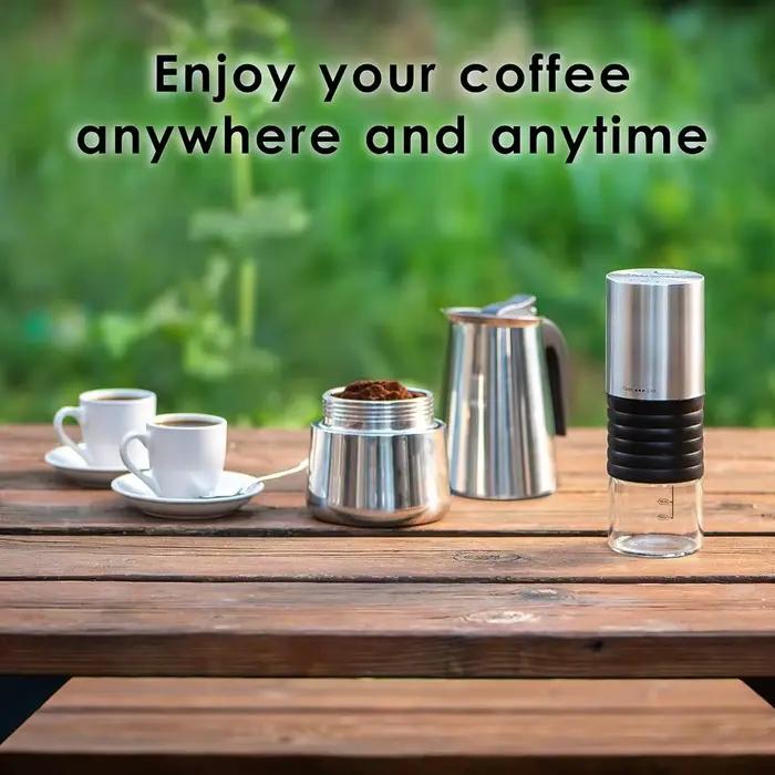 Cafetiere portable en acier inoxydable beige pour expresso latte creation personnalisee usage quotidien et cadeaux speciaux