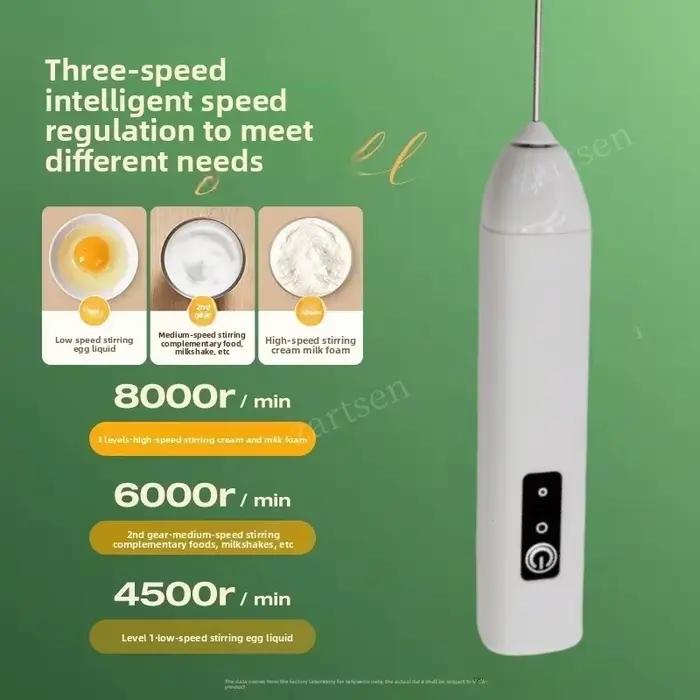 Mousseur à lait sans fil électrique type-c mélangeur à main en acier inoxydable Mini cafetière fouet