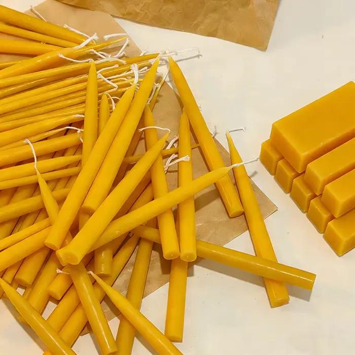 Bougies en cire d'abeille pour rituels et cérémonies, coniques, non parfumées, pour anniversaires, mariages et occasions religieuses