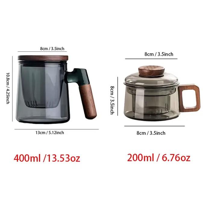 Tasse à thé en verre avec infuseur plus raide et couvercle