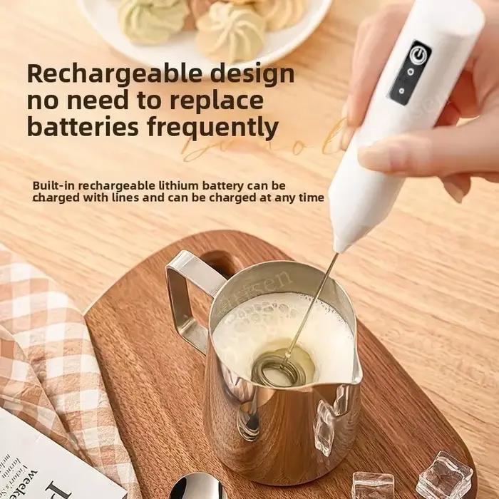 Mousseur à lait sans fil électrique type-c mélangeur à main en acier inoxydable Mini cafetière fouet