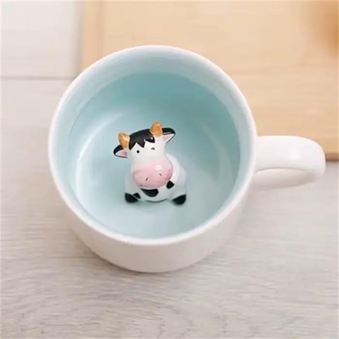 Tasse en céramique de dessin animé 3D de vache mignonne