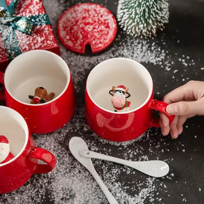 Tasse en céramique de dessin animé 3D de vache mignonne
