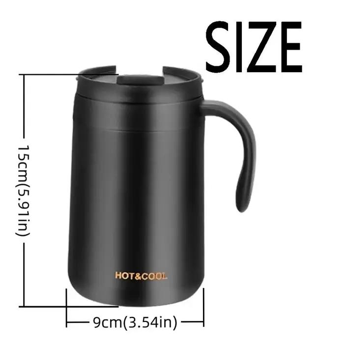 Mug isotherme à double paroi en acier inoxydable avec poignée, tasse à boire isolée 500 ml, pour café chaud toute la journée, design moderne et épuré, idéal pour les cadeaux d'anniversaire ou de Noël